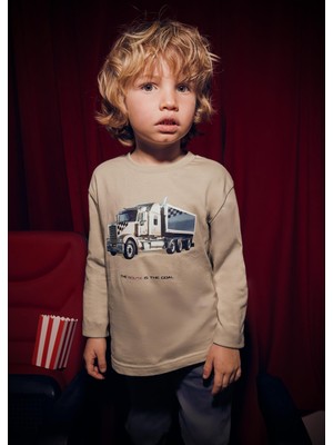Mayoral Erkek Çocuk Baskılı Sweatshirt Bej