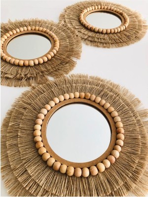 El Yapımı Jüt Duvar Aynası, Otel ve Kafe Dekorasyonu Için Şık ve Doğal Seçim