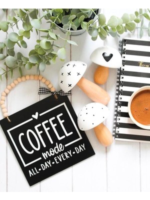 Şık Ahşap Kahve Köşesi Duvar Dekoru ve Mutfak Süsü, Askılıklı Pano