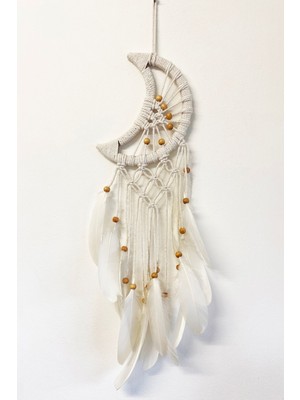 El Yapımı Makrome Düş Kapanı, Beyaz, Dekoratif ve Şık Tasarım