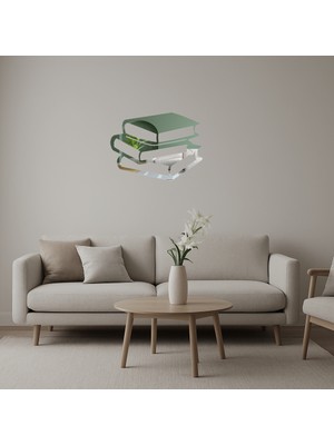 Cepte Toptan Kitap Yığını Temalı Dekoratif  Aynalı Tablo - DROPX9371-3181