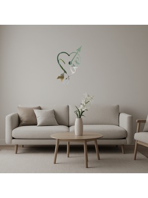 Cepte Toptan Romantik Kalp ve Yazı Tasarımlı  Duvar Aynalı Tablosu - DROPX3984-8746