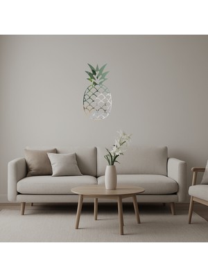 Tropikal  Ananas Desenli Dekoratif Duvar Aynalı Tablosu - DROPX9688-9583