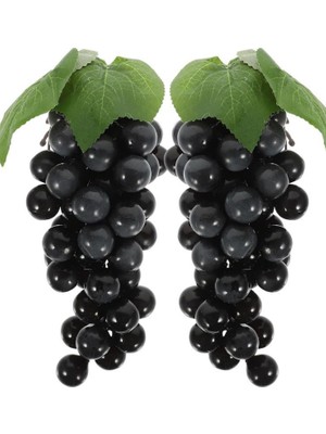 2li Set Yapay Meyve Siyah Üzüm Süs Dekoratif Sahte Meyve 15CM