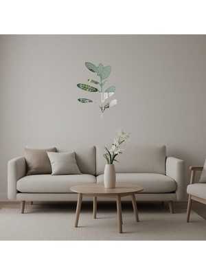 Soyut Yaprak Desenli  Dekoratif Aynalı Tablo - DROPX7607-7124