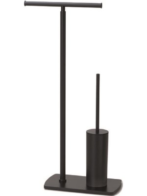 Florida Ayaklı Tuvalet Kağıtlık+Fırçalık - Mat Siyah