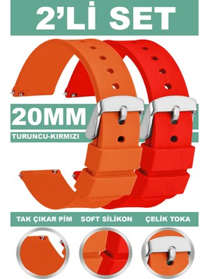 Trendburada 20mm Fossil-Welder-Wesse-Casio-Armani-Omega-Seiko-Tissot Saat Uyumlu Silikon Saat Kordonu Kayışı MR2