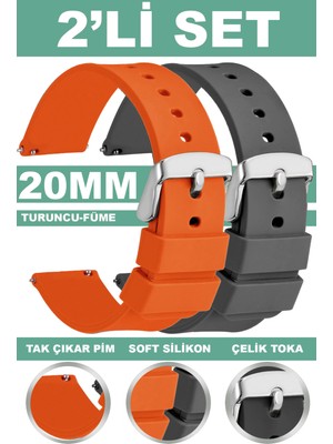 Trendburada 20mm Fossil-Welder-Wesse-Casio-Armani-Omega-Seiko-Tissot Saat Uyumlu Silikon Saat Kordonu Kayışı MR2