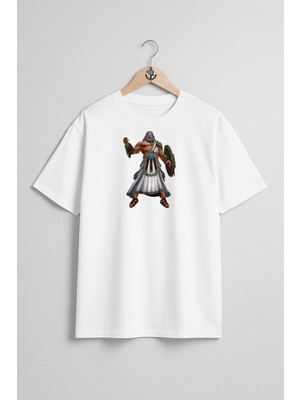Oversize Smite Zeus Hades Göğüs Tasarımlı Unisex T-Shirt