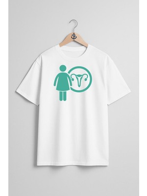 Oversize Prevent Cancer, Blue Göğüs Tasarımlı Unisex T-Shirt
