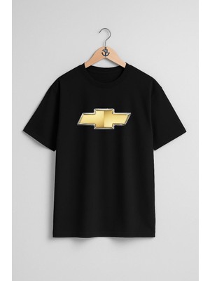 Oversize Chevrolet Logosu, Chevrolet Chevy Göğüs Tasarımlı Unisex T-Shirt
