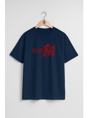 Oversize Stranger Things Göğüs Tasarımlı Unisex T-Shirt