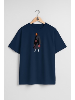 Oversize Uchiha Obito Illustration, Pain Obito Göğüs Tasarımlı Unisex T-Shirt