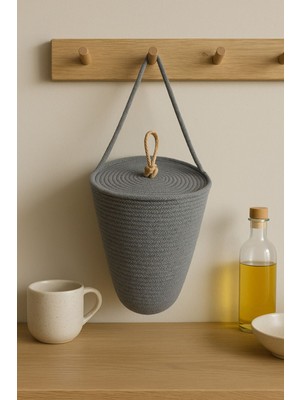 Antrasit Renk Poşetlik, Dekoratif Kapaklı, 30X20 cm Organizer