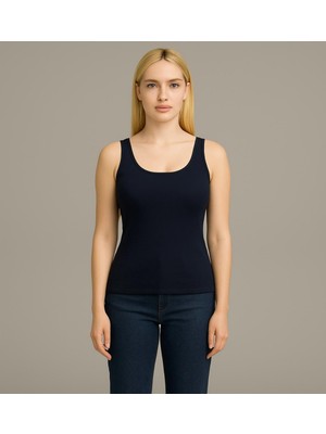 Kadın Siyah Kalın Askılı T-SHIRT-D815