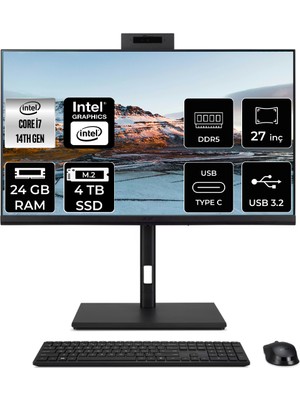 Acer Veriton 4000 Intel Core I7 14700 24GB 4tb SSD 27" Fhd Fdos All In One Bilgisayar & Per4 USB Bellek DQR23EM003P315