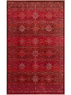 Eko Halı Pietra PTA21 Red Sıcak Renk Geçişli Etnik Desenli Yumuşak Dokulu Makine Halısı