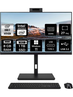 Acer Veriton 4000 Intel Core I7 14700 8gb 1tb SSD 27" Fhd W11P All In One Bilgisayar & Per4 USB Bellek DQR23EM003P383