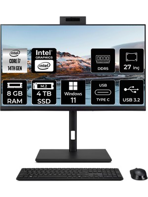 Acer Veriton 4000 Intel Core I7 14700 8gb 4tb SSD 27" Fhd W11P All In One Bilgisayar & Per4 USB Bellek DQR23EM003P385