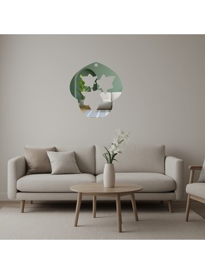 Üç Gözyaşı ve Yaprak Detaylı  Aynalı Tablo - DROPX6633-7471