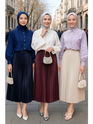 Kadın 3 Lü Paket Basic Pilise Bol Yazlık Uzun Etek