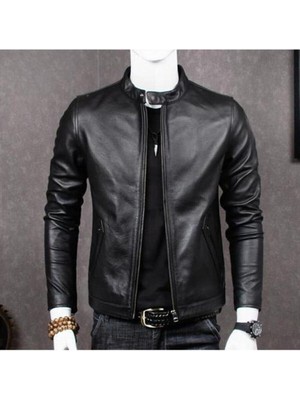 Hakiki Deri Mont Ceket Siyah Hakim Yaka Ingiliz Yaka