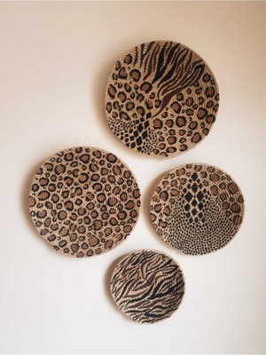 El Yapımı Etnik Hasır Tabak Seti, Bohem Duvar Dekoru, Çok Renkli, Afrika Tarzı