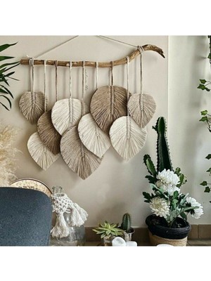 Şık Bej Makrome Duvar Dekoru, Evinize Zarif Dokunuş Katar