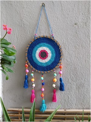 Renkli Makrome Mandala Duvar Süsü, Balkon ve Bahçe Dekorasyonu