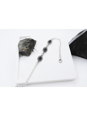 DURU  925 Ayar Oltu Taşlı Gümüş Bileklik