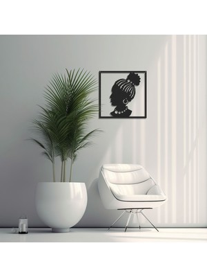 Siyah Kadın Metal Duvar Dekoru, Sanatsal Metal Tablo, Dekoratif Duvar Süsü