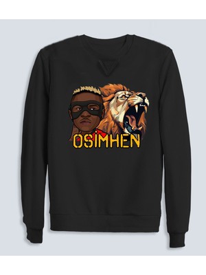 Kapüşonsuz Aslan Osmhn Baskılı Pamuklu Şardonsuz Sweatshirt