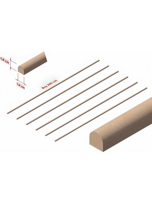 Oval Duvar Çitası, 18MM Kalınlık, 18MM En, 200CM Boy, 6 Adet, Beyaz Renk