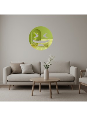 Cepte Toptan Göz Kısmış Gülümseyen Yüz  Altın Aynalı Tablo - DROPX2140-1223