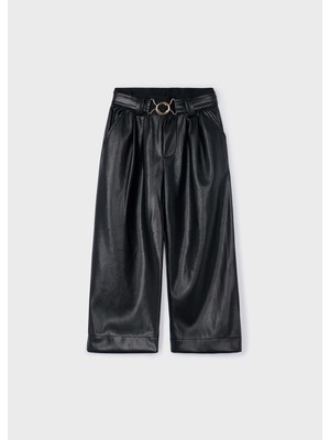 Mayoral Kız Çocuk Geniş Paça Deri Pantolon Siyah