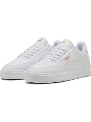 Puma Shuffle Downtown Unisex Yürüyüş Ayakkabısı Kauçuk Tabanlı Suni Deri Malzeme ile Beyaz