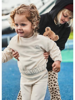 Mayoral Kız Bebek Kadife Eşofman Takım Krem