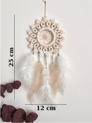 El Yapımı Makrome Mini Düş Kapanı, Ekru, 12X25 Cm, Şık ve Doğal Dekorasyon Aksesuarı