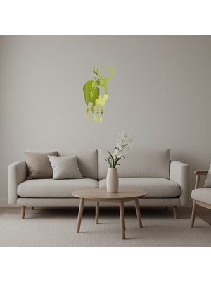 Geyik Silüeti ve Ağaç Detaylı Duvar Altın Aynalı Tablosu - DROPX2878-7620