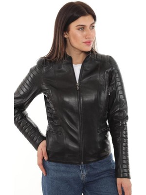 Hakiki Deri Siyah Cambio Kadın Ceket