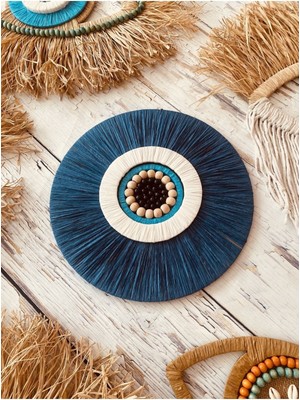 Lacivert Bohem Nazar Boncuğu Rafiye Dekor, 30 cm