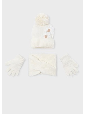 Mayoral Kız Çocuk Atkı Boyunluk Ve Eldiven Seti Krem