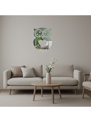 Baykuş Figürlü Dekoratif Duvar Aynalı Tablosu - DROPX8674-4094