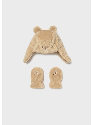 Mayoral Erkek Bebek Peluş Şapka E Eldiven Takım Bej