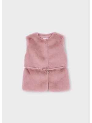 Mayoral Kız Çocuk Kemerli Peluş Yelek Pembe