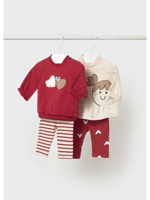 Mayoral Newborn Kız Bebek Tayt Takım 4 Parçalı Kırmızı
