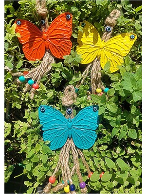 Renkli Kelebek Duvar Süsü 3'lü Set, Bahçe, Balkon ve Iç Mekan Dekorasyonu Için Ideal