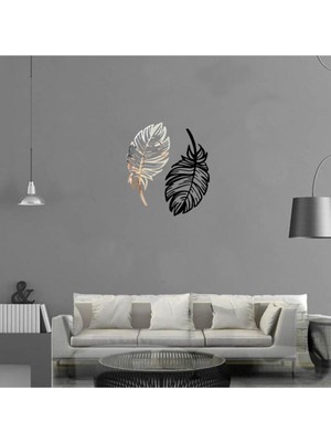 Ikili Dekoratif Tüy Seti, Lazer Kesim, Gümüş ve Siyah Renkler