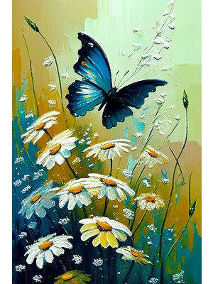 Aden Dekoratif Kelebek ve Çiçek Temalı Kanvas Tablo