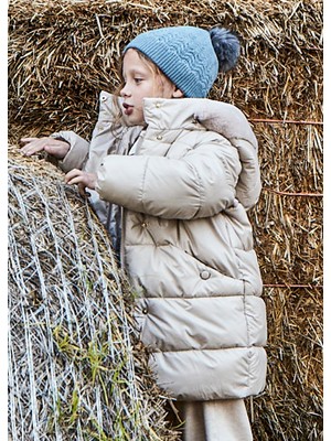 Mayoral Kız Çocuk Sıcak Astarlı Uzun Şişme Mont Bej